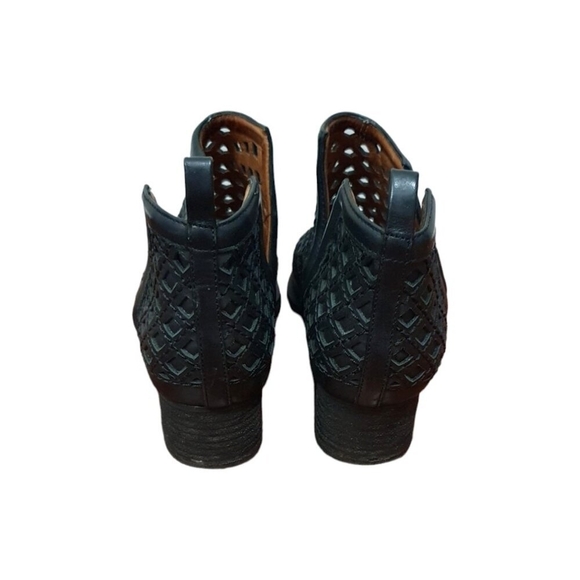 JEFFREY CAMPBELL Taggart Black Leather Ankle Bootie Boots Cut Outs Sz 6 EUC - Picture 5 of 7